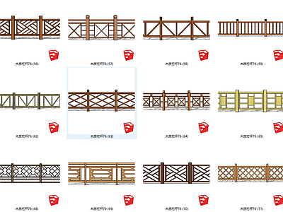 现代木质栅栏 栏杆