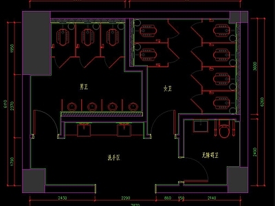 公共卫生间 平面布置图