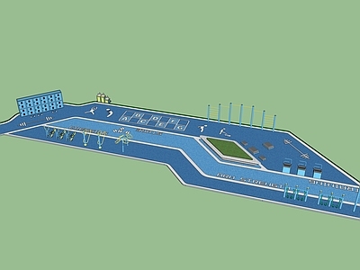 现代居住区 健身区景观 廊架 健身器材 消防登高面