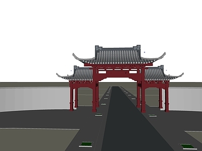 中式牌坊牌楼 围墙