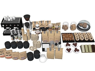 现代厨房用品 食物 咖啡机 餐具组合
