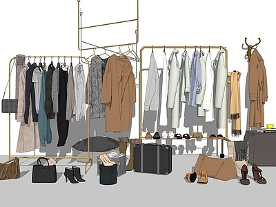 现代服装店展架 服装 箱包