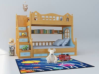 简欧上下床 上下铺 玩具 布偶 书架 子母床 高低床