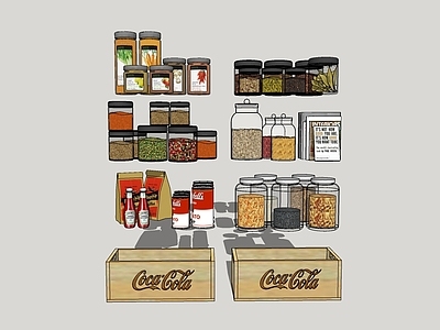 现代厨房用品组合 食物 瓶罐