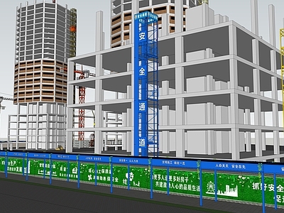 工业简模规划 工地 建筑工地 塔吊 安全通道 建筑工程