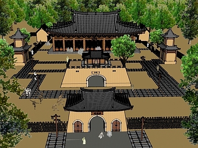 中式古剑寺庙建筑