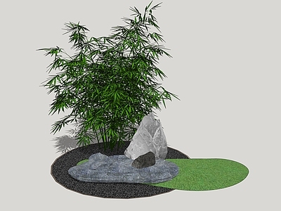 新中式竹子 景观置石