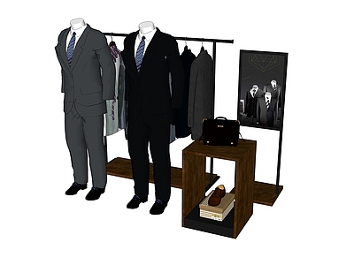 工业风服装展示柜 西装男装定制衣柜 铁木展架 货架