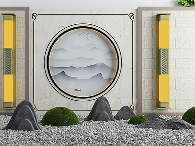 新中式假山山水