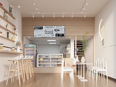 北欧奶茶咖啡店 收银 双层 奶茶店