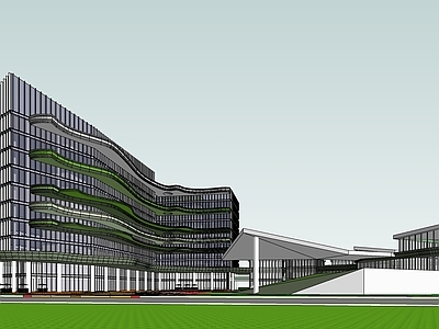 现代风格办公楼建筑 平顶