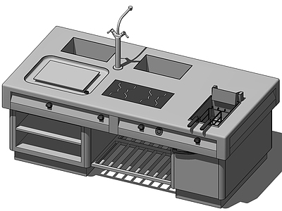 现代厨房集成灶台