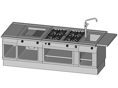 现代厨房集成灶台