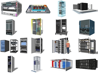 现代机房设备 路由器 机组 交换机 机柜