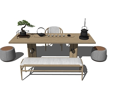 新中式休闲茶桌椅组合