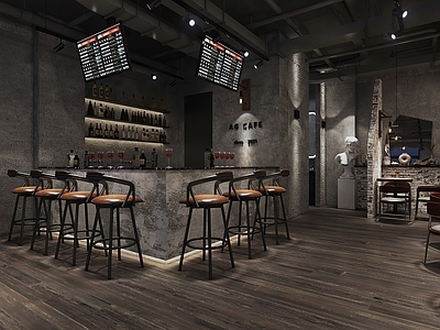 工业风酒吧 调酒台 吧椅