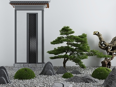 新中式假山山水 景墙