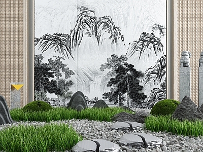 新中式假山山水