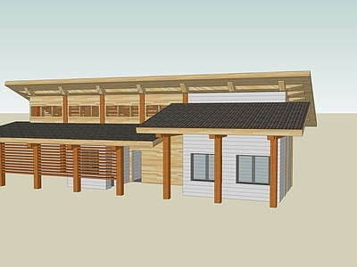 现代风格建筑木质小驿站
