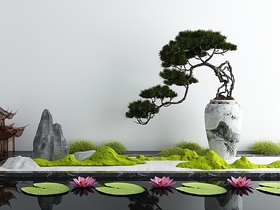新中式假山山水