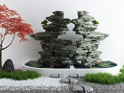 新中式假山山水