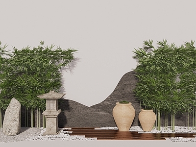中式竹子 花坛 景观灯