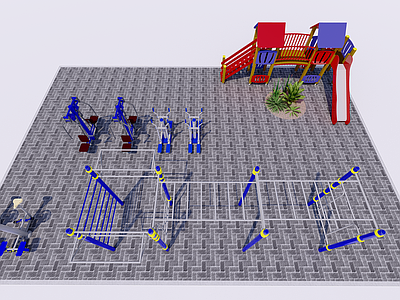 现代健身器材 公园器材 滑梯 公园小品 植物造景 儿童娱乐 休闲区