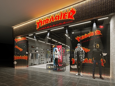 工业风服装鞋店 模特 头 穿孔板