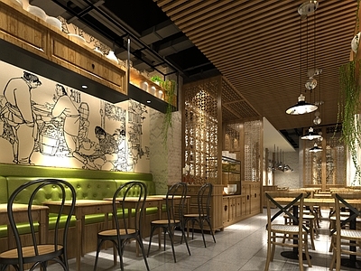 现代中餐厅 餐桌椅组合 吊灯