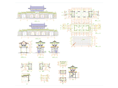 仿古山门建筑 施工图 古建