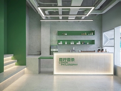 工业风奶茶店 单层