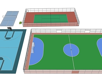 现代足球场  篮球场 羽毛球场
