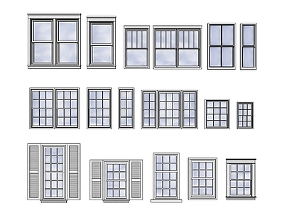 现代推拉窗 栅格窗 组合窗