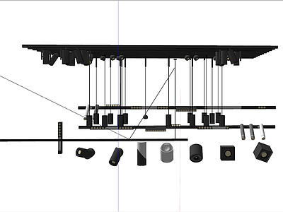 现代灯具组合 长筒灯 滑行灯 导轨灯 射灯