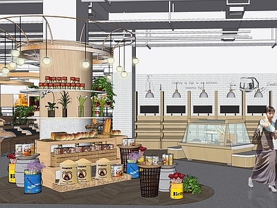 现代超市 面包烘焙 形象包柱 陈列包柱 商品 精品超市 超市货架