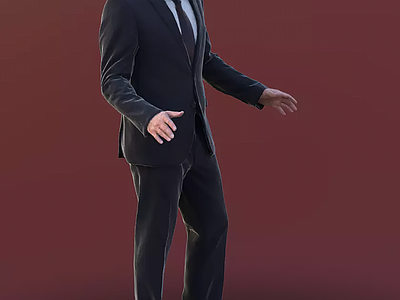 美式带VR眼镜的穿西服男人