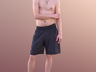 美式站立着穿短裤的男人