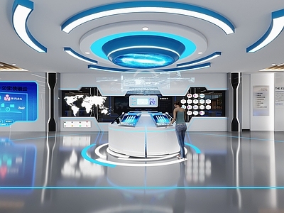 现代数码店 科技感 5G展厅 科技背景墙 模型