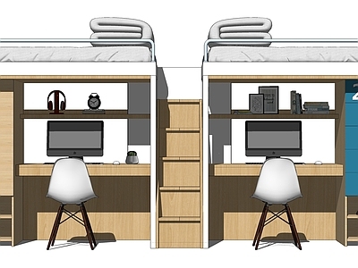 现代双层床 宿舍架子床 上下铺 连体床 高低床 电脑桌