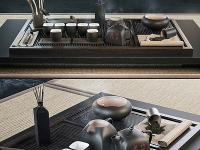 新中式茶具 茶盘 茶杯 茶壶 茶叶 茶海 饰品 组合