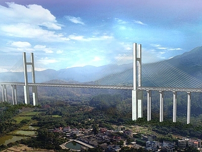 现代双塔斜拉桥 大桥