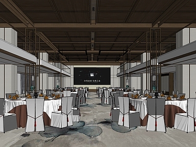 新中式酒店宴会厅 宴席餐桌椅