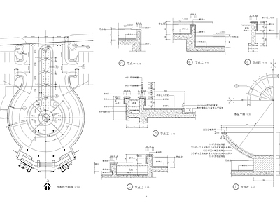 大堂入口跌水 池 施工图