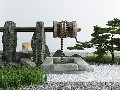 新中式假山山水