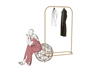 现代服装展架 铁木 服装架