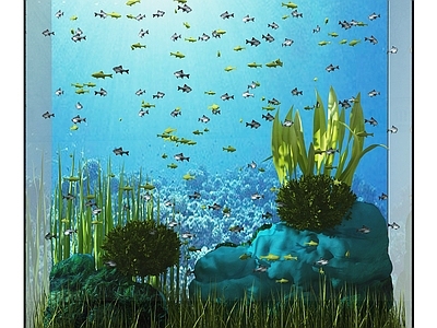 现代鱼缸 鱼 水草 水族馆
