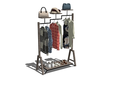 现代服装展示架 衣柜铁木