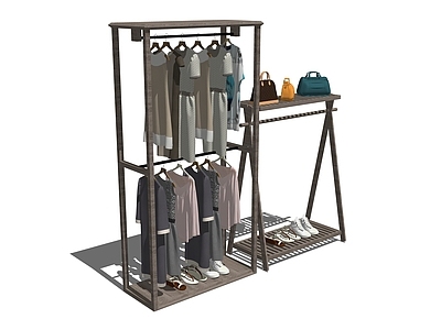 现代服装展示架 铁木