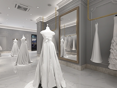 简欧婚庆布置 婚纱店 婚纱头 橱