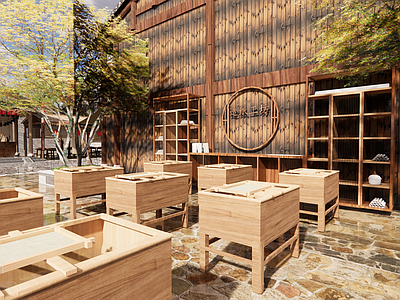 中式其他文化场馆 户外造纸工坊 古街手工作坊